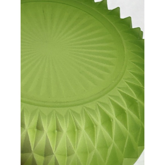 Indiana Glass Diamond Point Frosted Green Glass Trinket Dishes x2 - Picture 10 of 14